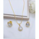 Conjunto Gota Zircônias Banhado a Ouro