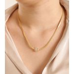 Colar Fita Com Pingente de Zircônias Banhado a Ouro 