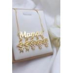 Colar Mamãe Com 5 Pingentes De Filhos Banhado a Ouro