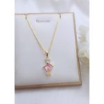 Colar Pingente Menina Pedra Banhado a Ouro