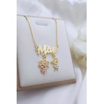 Colar Mãe 2 Filhos Banhado a Ouro