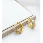 Brinco Argola Cravejada e Zircônias Banhada a Ouro