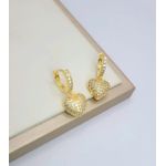 Brinco Argola Coração Cravejado Zircônias Banhada a Ouro
