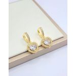 Brinco Argola Coração Zircônias Banhada a Ouro
