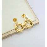 Brinco Aro e Detalhes Em Zircônias Banhada a Ouro