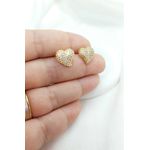 Brinco Coração Cravejado Em Zircônias Banhada a Ouro