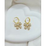 Brinco Argola Laço Cravejado Zircônias Banhada a Ouro