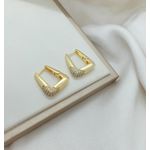 Brinco Argola Detalhes Zircônias Banhada a Ouro