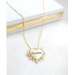 Colar Personalizado Inicial ou Nome Coração Com Bordas Zircônias Banhado a Ouro