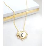 Colar Personalizado Inicial ou Nome Coração Com Bordas Zircônias Banhado a Ouro