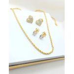 Kit de Brincos e Cordão Baiano Banhados a Ouro