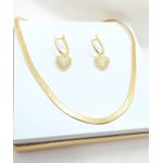 Kit de Argola e Colar Fita Banhados a Ouro 