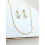 Kit de Brinco e Choker Zircônias Banhados a Ouro 