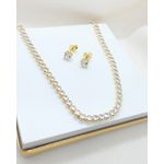 Kit de Brinco e Riviera Zircônias Banhados a Ouro 