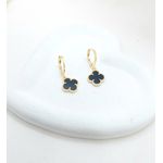 Brinco Argola Trevo Com Resina Banhado a Ouro