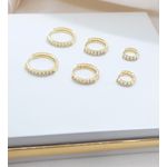 Trio De Argolas Meia Cravejação Banhadas a Ouro Com Zircônia