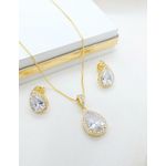 Conjunto Gota Zircônias Banhado a Ouro 