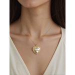 Colar Coração Personalizado Com Até 3 Nomes Banhado a Ouro Com Bordas Zircônias Cristal