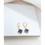Brinco Argola Trevo Preto Banhado a Ouro 