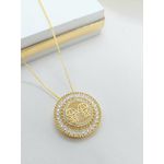 Colar Mandala Zircônias Dois Meninos Banhada a Ouro 