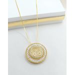 Colar Mandala Zircônias Duas Meninas Banhada a Ouro
