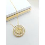 Colar Mandala Zircônias Menina Banhada a Ouro 
