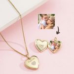Colar Relicário Família Coração Cravejado Banhado a Ouro