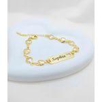 Pulseira Personalizada Infantil Banhada a Ouro Corações