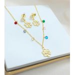 Conjunto Infantil Colar E Brinco Banhado a Ouro 