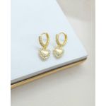 Brinco Argola Coração Zircônias Banhado a ouro