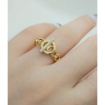 Anel Ajustável Circulo Elos Banhado a Ouro 