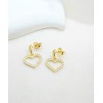 Brinco Coração Zircônias Banhado a Ouro 