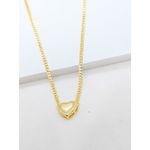 Choker Com Coração Galeria Bordas Cravejadas e Corrente Grumet Banhada A Ouro