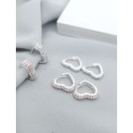 Kit 3 Argolas Cravejadas Zirconias Banhada a Prata 