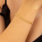 Pulseira Corações Adulto Banhada a Ouro