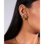 Brinco Flor Laurent Banhado a Ouro