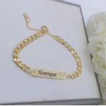 Pulseira Personalizada Infantil Banhada a Ouro Com Detalhe De Coroa