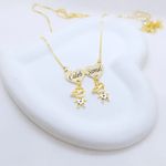 Colar Corações Personalizados Dois Nomes e Pingentes De Filhos Banhado a Ouro