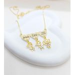 Colar Três Corações Personalizados e Pingentes De Filhos Banhado a Ouro