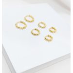 Trio Argola Redonda Bolinhas Banhado a Ouro 