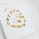Conjunto Infantil Personalizado Pulseira e Brinco Banhado Borboleta a Ouro
