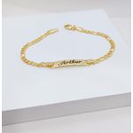 Pulseira Personalizada Infantil Chapinha Banhada a Ouro