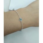 Pulseira Zircônia Coração Verde Claro Em Prata 925 