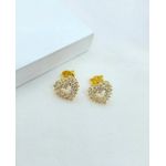 Brinco Coração Zircônias Banhado a Ouro 