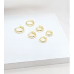 Trio Argola Redonda Lisa Banhado a Ouro 