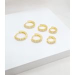 Trio De Brincos De Argolas Redonda Zircônias Banhado a Ouro