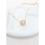 Colar Coração Cravejado Em Zircônias Banhado a Ouro 