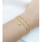 Pulseira Dupla Pingente Coração Banhada a Ouro 
