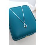 Corrente Infantil Pingente Coração Cravejado Em Prata 925