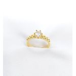 Anel Com Pedra e Folhas Com Zircônias Banhado à Ouro